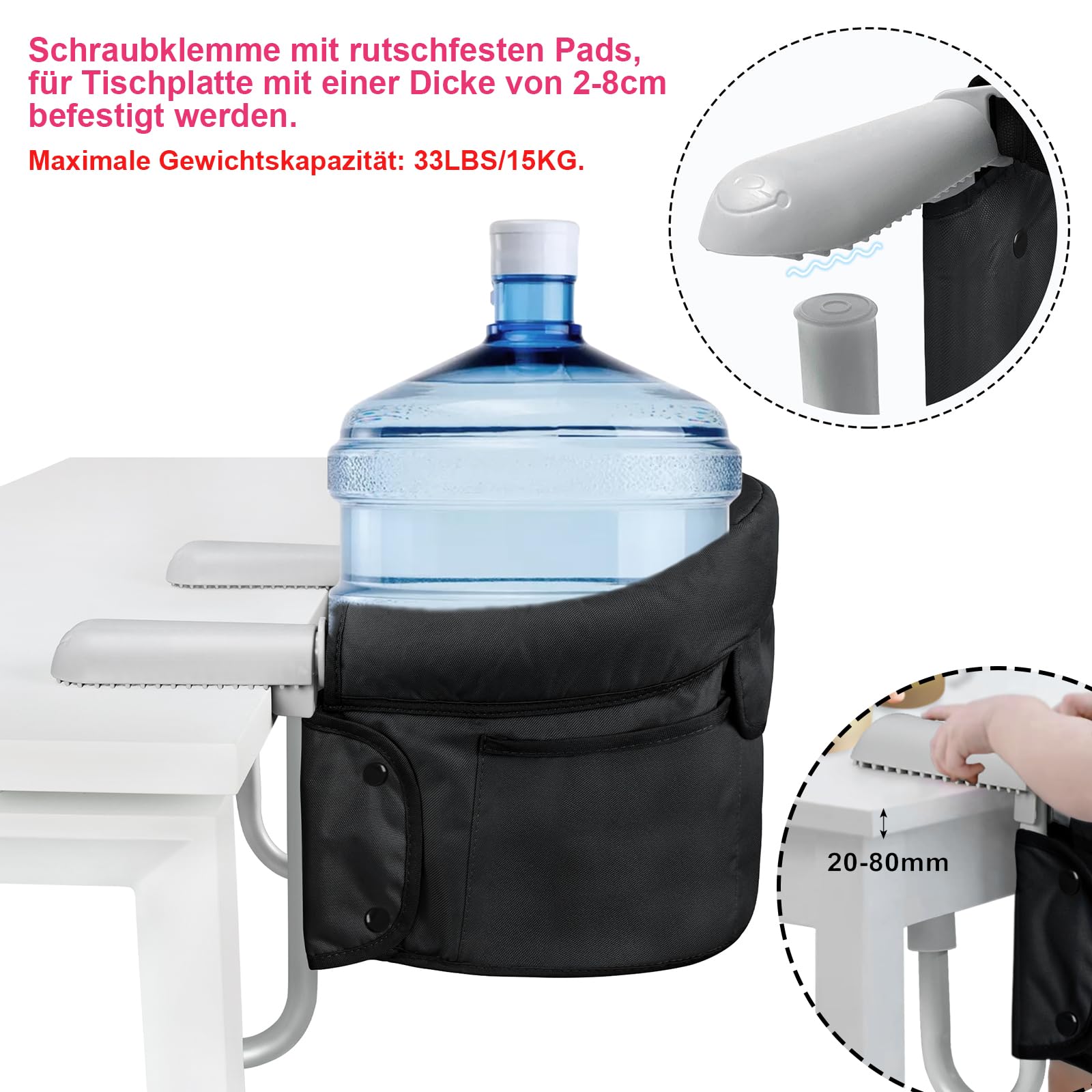 Froadp Faltbar Tischsitze Baby Klappbare Boostersitze Stuhlsitz 6-36 Monate Babystuhl für 2-8cm Dicke Tische Kinder Sitzerhöhung Sitzhilfe Babysitz mit Anti-Rutsch-Klemmen Kapazität 8-15KG (Schwarz)