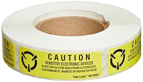 Tape Logic Aviditi Tape Logic - Adhesivo adhesivo de advertencia "Sensitive Electronic Devices", negro/amarillo, para envío, manipulación, embalaje