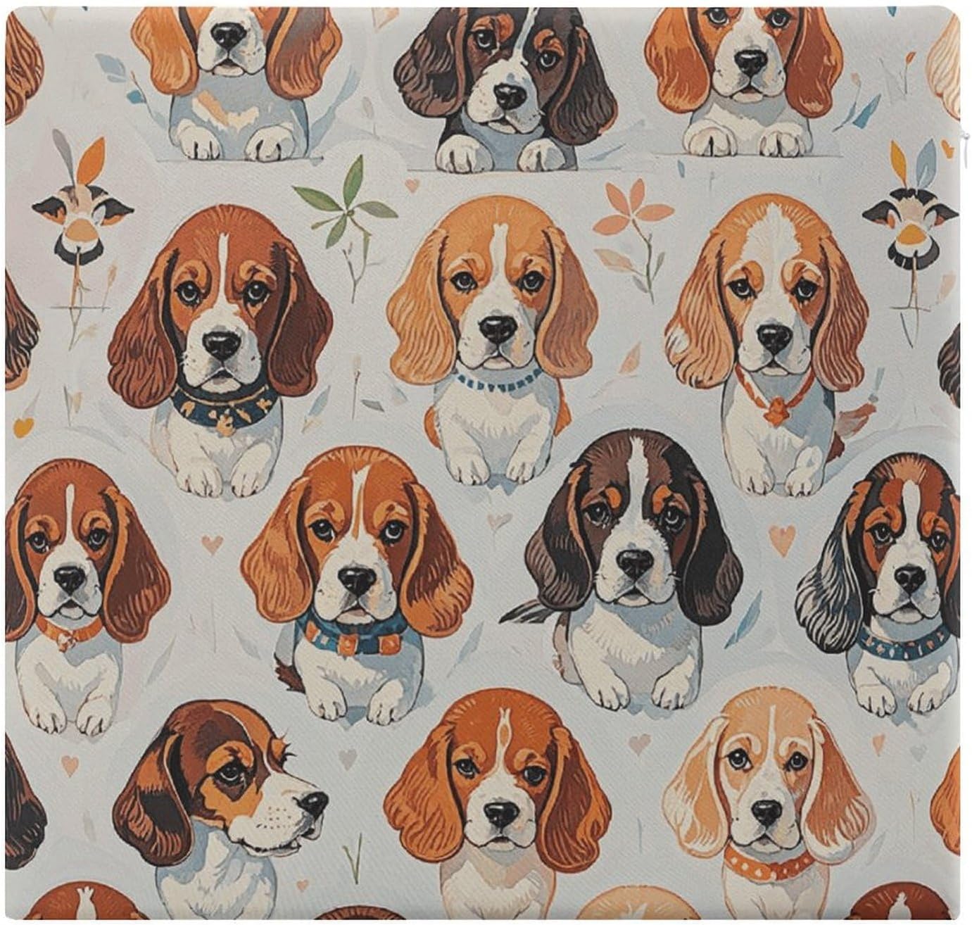 Beagle Patterns Degrees of Comfort Meditation Floor Pillow, Square Large Pillows Seating for Adults, Tufted Corduroy Cushions for Outdoor Yoga Tatami Fireplace Living Room 15x15 Inch
