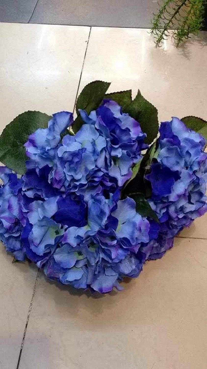 3NH® Prettymart 19 Inches Hydrangea With 5 Large Heads Fake Artificial Flowers Dark Blue