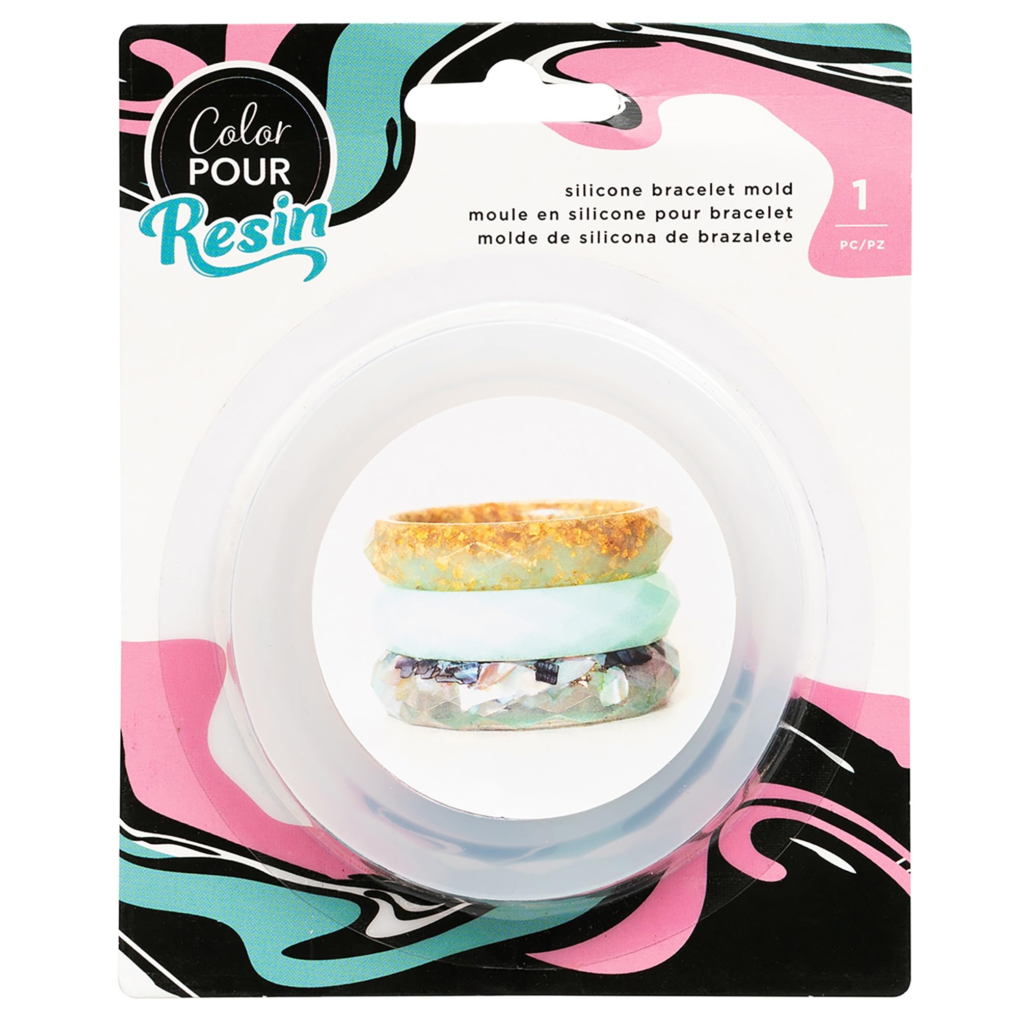AMERICAN CRAFTS Color Pour Mold 1PC, Facet Bangle Bracelet, One Size