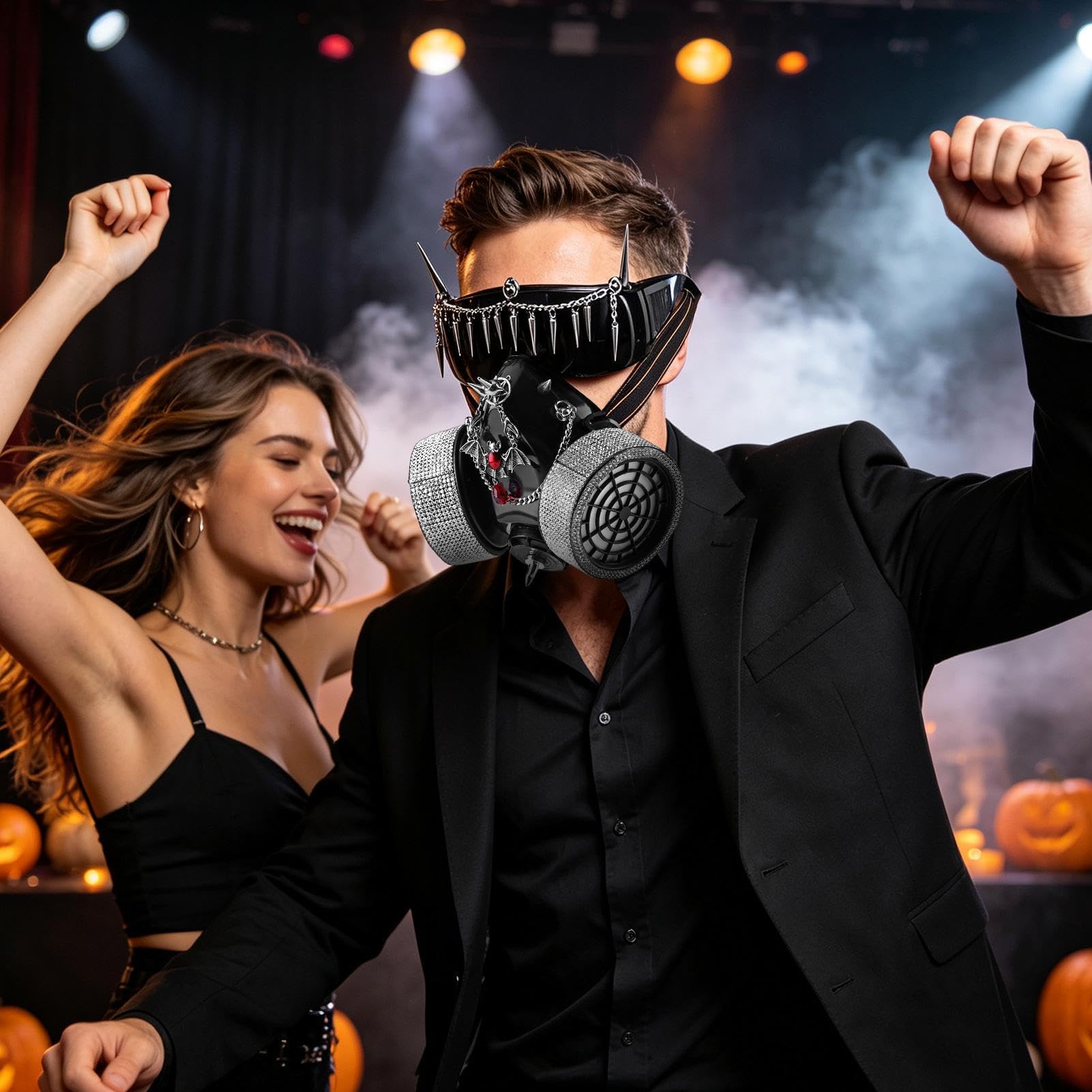 Punkowa Osłona Twarzy Z Gotyk Steampunk Akcesoria Kostiumowe | Halloweenowe Okulary Gazowe Do Odgrywania Ról Dla Kobiet Mężczyzn Na Scenę Bar Imprezę Festiwal Muzyczny Film
