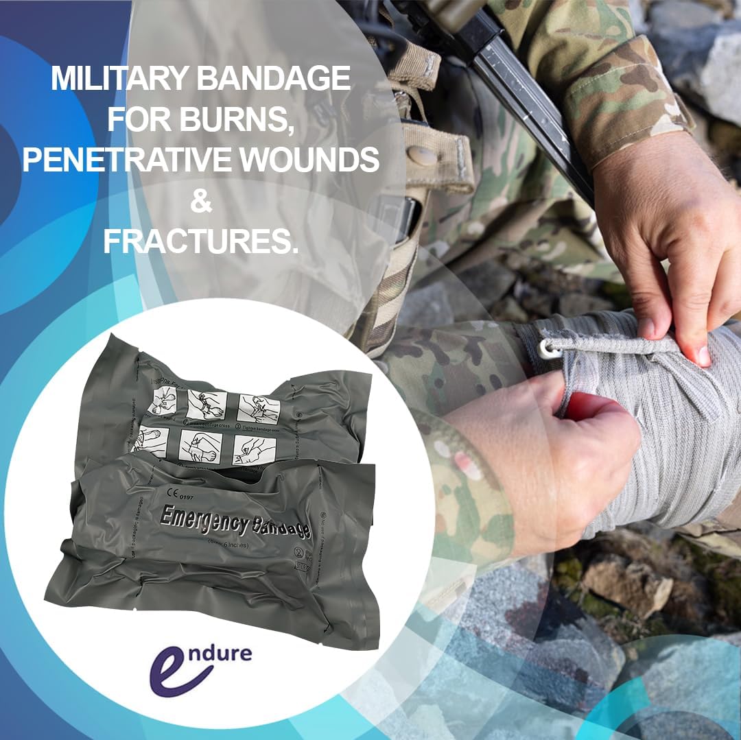 Israeli Military First Aid Bandage, Battle Wound Dressing, EMS First Aid Essential, Emergency Trauma Bandage 6 Inch - Combat Military Style IFAK Stop The Bleeding (6", 5, Count)