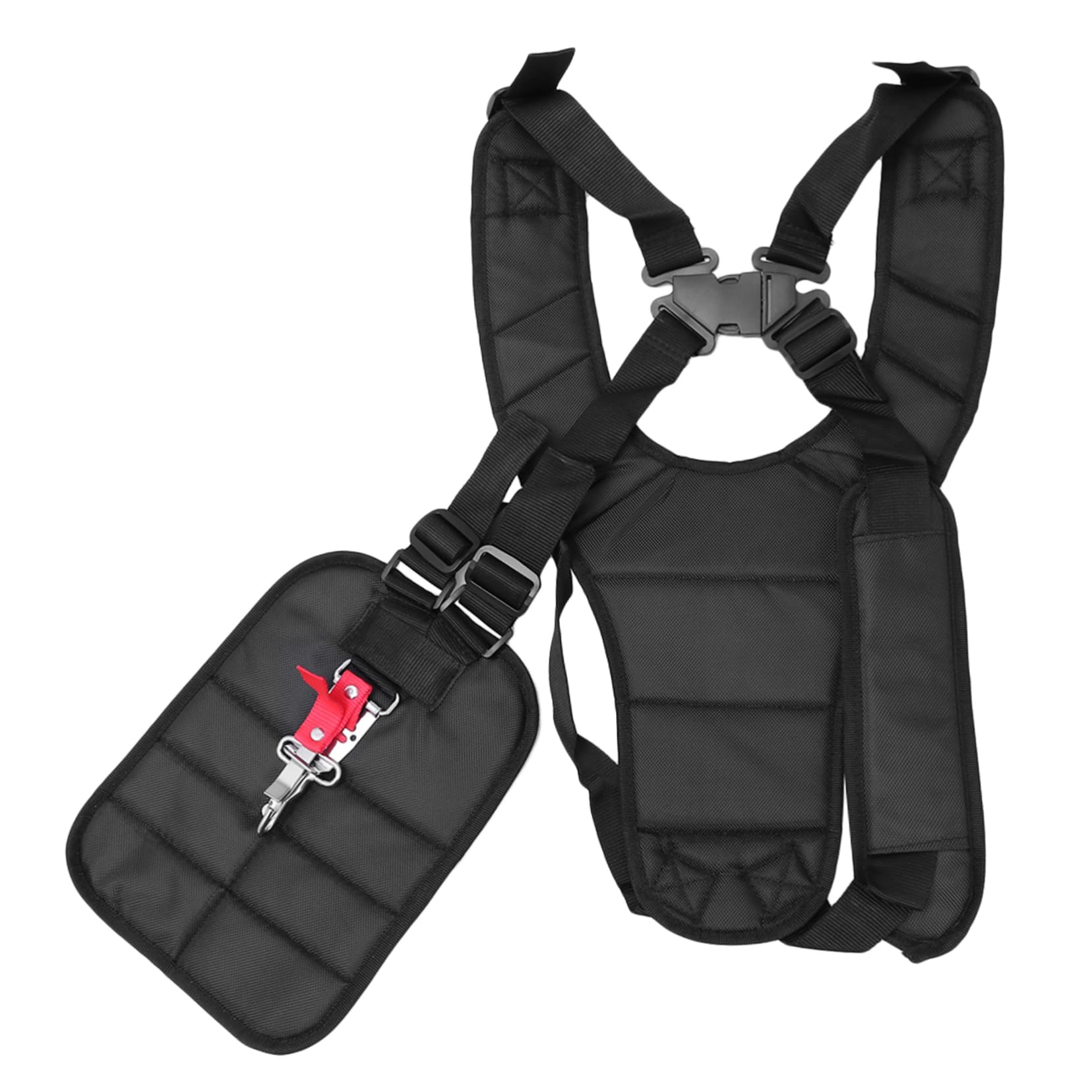 YARNOW Correa para Desbrozadora Doble Hombro de Nylon Ajustable Negro | Gancho de Transporte y Pinzas, Fácil de Colocar y Soltar, para Cortacésped y Desbrozadora