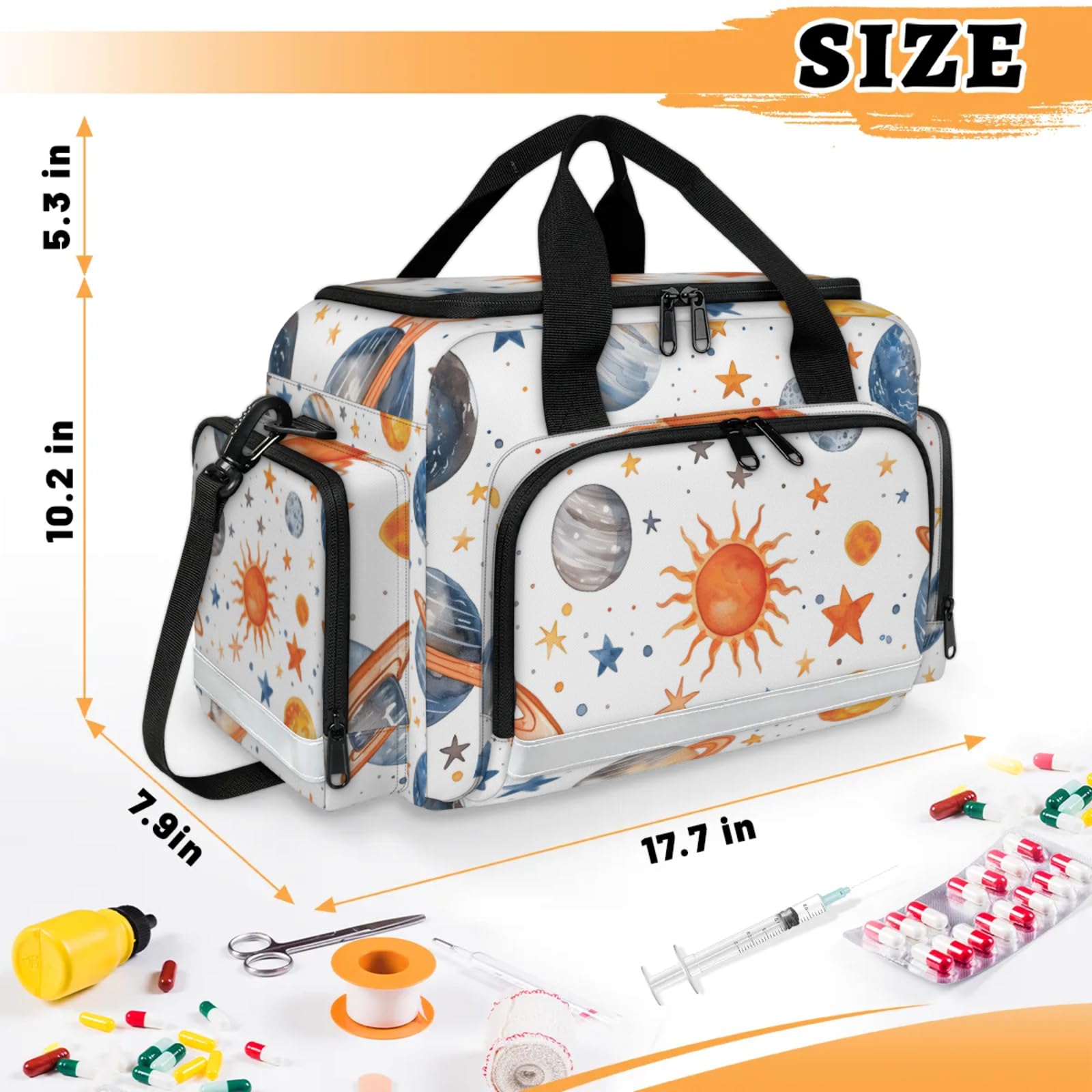 GzLeyigou First Aid Bags Empty, Endless Starry Sky Emergency Bag First Aid Kit Multiple Compartment Kit Carrier On Call Trauma Bag For Paramedics Emergency Medical Supplies Kit