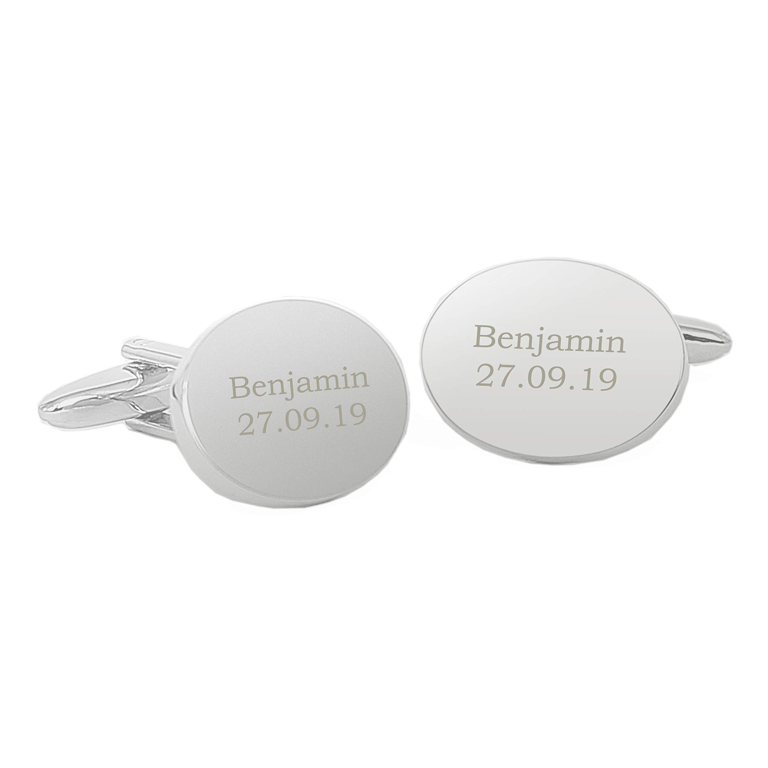 Custom Personalised Oval Cufflinks with Presentation Box. Laser Engraved. Birthdays, Weddings, Anniversary.