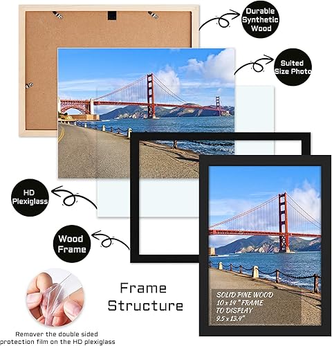 Miniatura 3 de Marcos de pintura de diamantes de 10 x 14 pulgadas para colgar en la pared, marcos de póster rectangulares de madera para escaneo de bebés, póster,