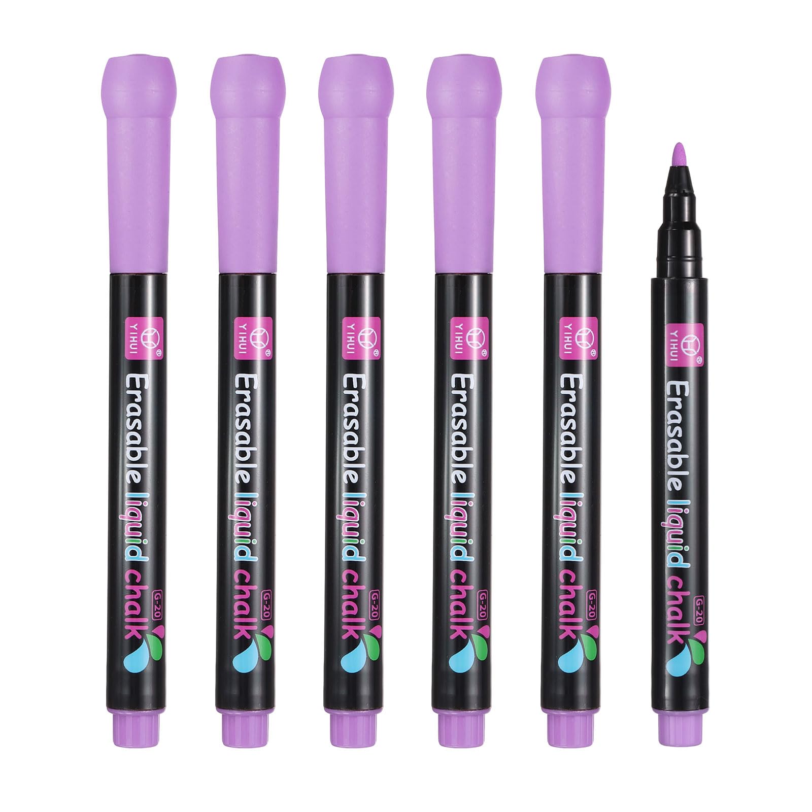 PATIKIL Liquid Chalk Markers, 6Pcs Whiteboard Markers Fine Tip Dry Wipe Pens Colorful Wet Erase Chalk for Whiteboard LED Note Board Blackboard Planning Glass, Purple