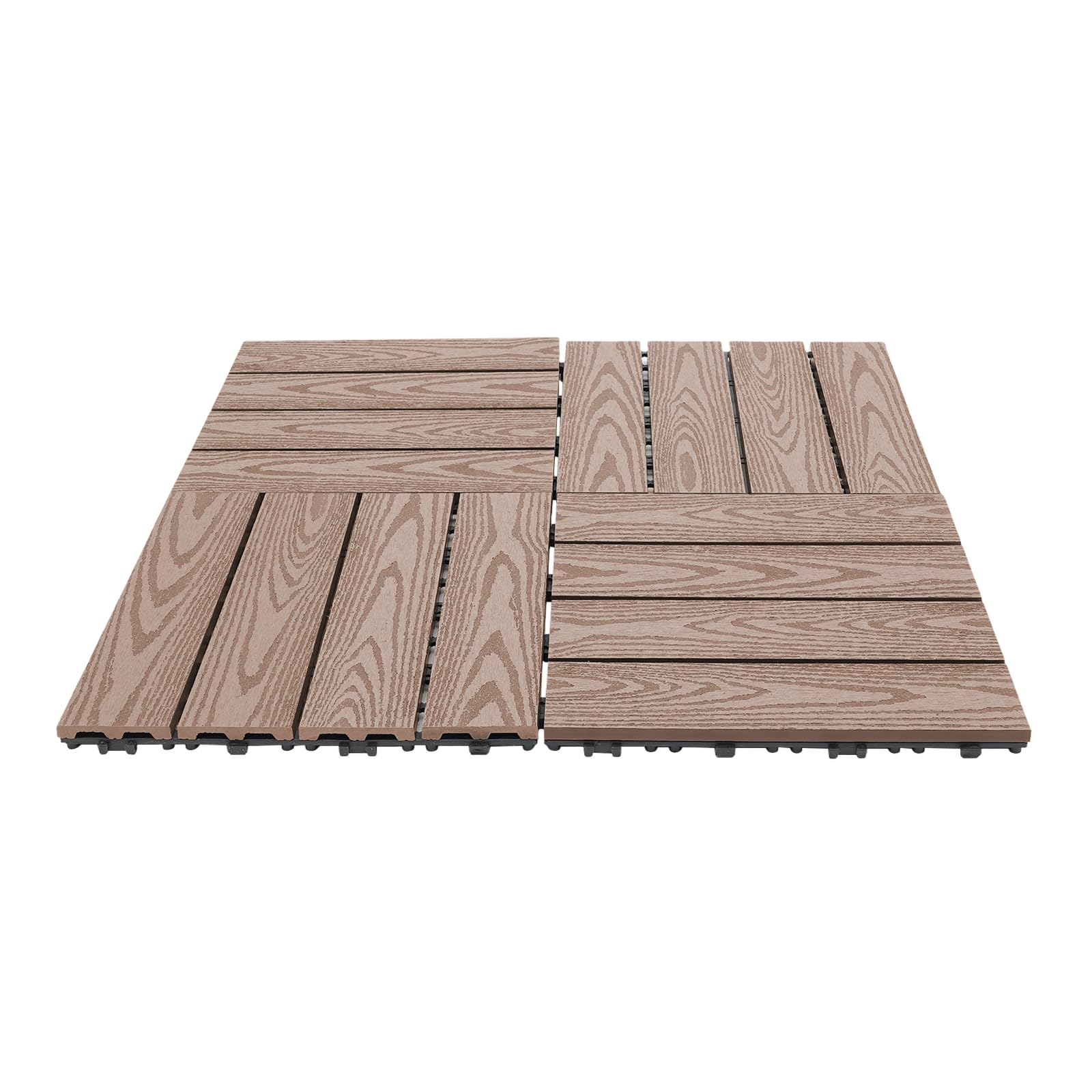 Lot de 22 dalles de terrasse en WPC - Aspect bois - Carreaux de sol à clipser - En plastique - 30 x 30 cm - Découpables - Avec drainage - Pour jardin, balcon, terrasse
