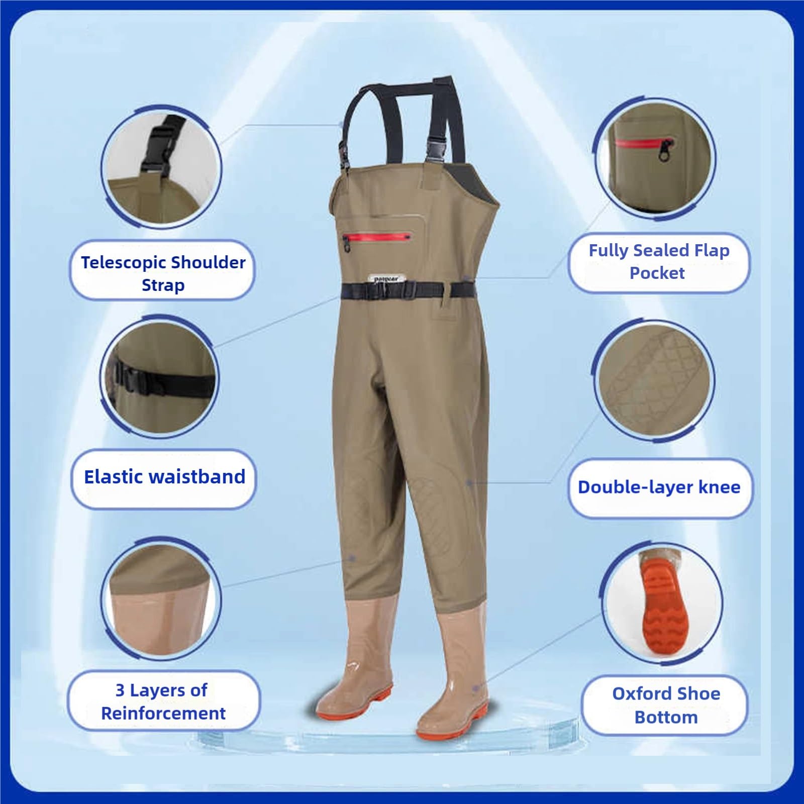 Waders De Pecho, Waders De Caza para Hombre, Waders De Pesca De Neopreno Impermeables con Bota Wader(Style1,42)
