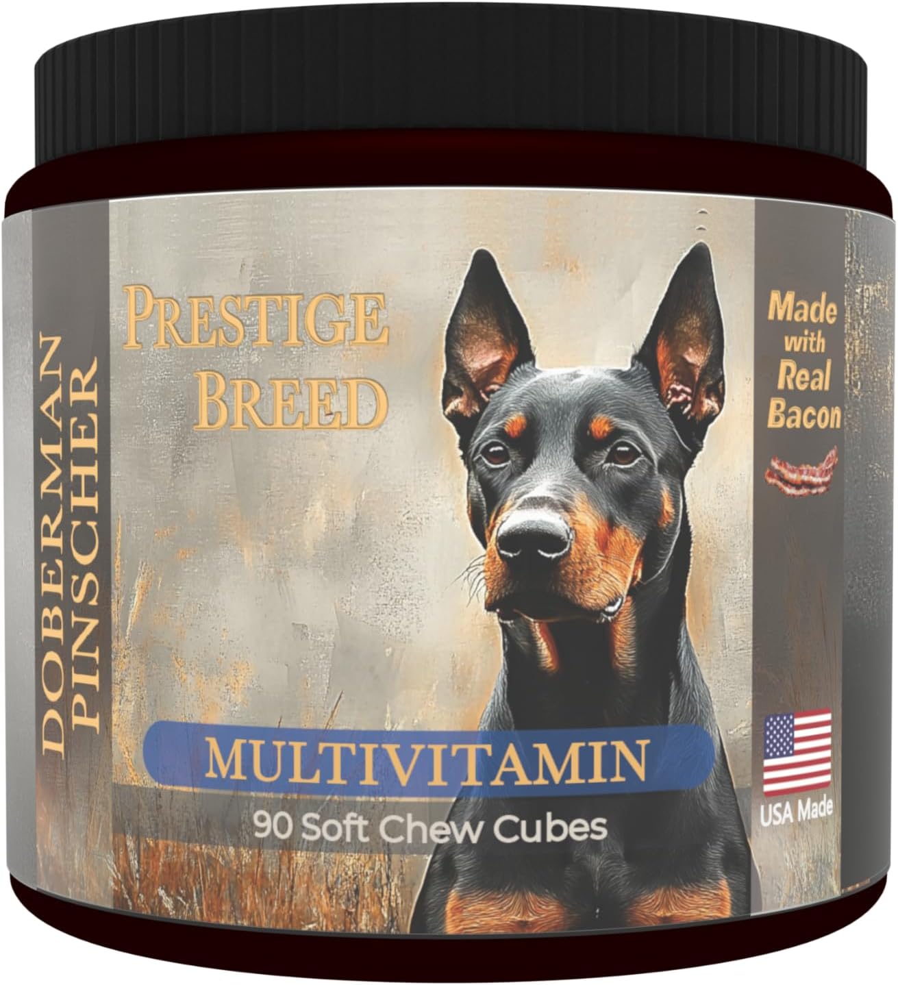 Multivitamins, Balanced Nutrition for Your Doberman Pinscher, 90 Count, Made in The USA with Real Bacon