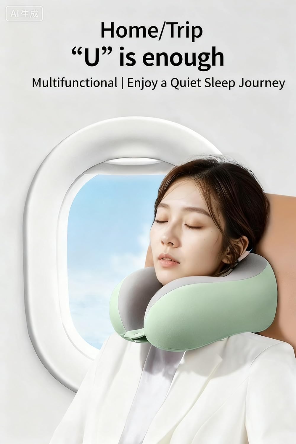 Travel Pillow - 100% Pure Memory Foam Neck Pillow, with Comfortable and Breathable Pillowcase That can be Machine Washed (100, Gray, Large)