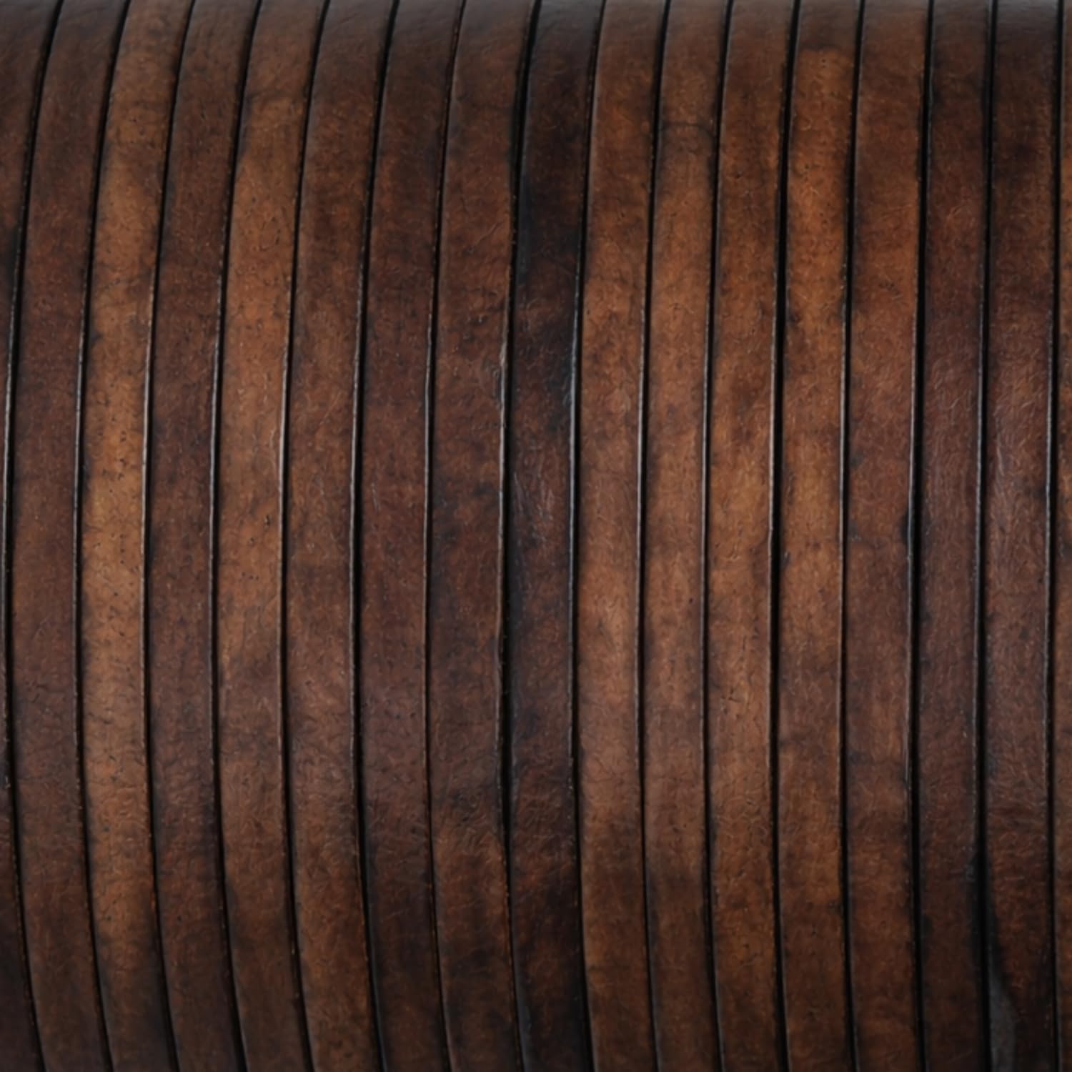 Cordón plano de cuero genuino de grano completo, tiras de cuero vacuno para hacer joyas, proyectos de manualidades, cinturones, llaveros (marrón oscuro envejecido, 3 mm)