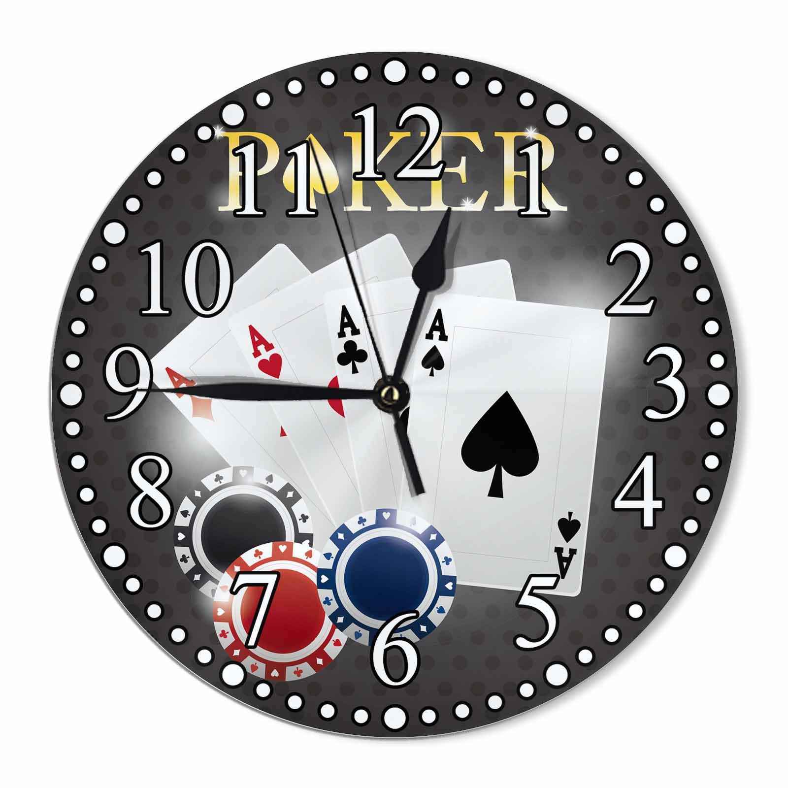 KEEPSUPER Clock Poker Wall Clock 10 Inch Silent Non-Ticking Clocks Battery Operated for Home Living Laundry Room Kitchen Bedroom Office