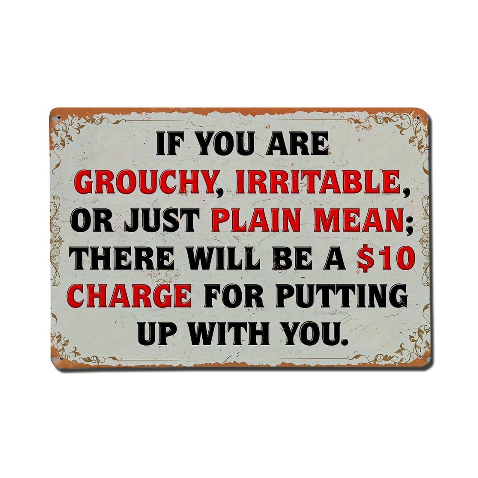 Nestemfo Vintage Funny Warning Sign Text Print Tin Sign Metal Sign, Living Room,Bar, Home, Bedroom Wall Decor,Retro Metal Poster 8X12 Inches