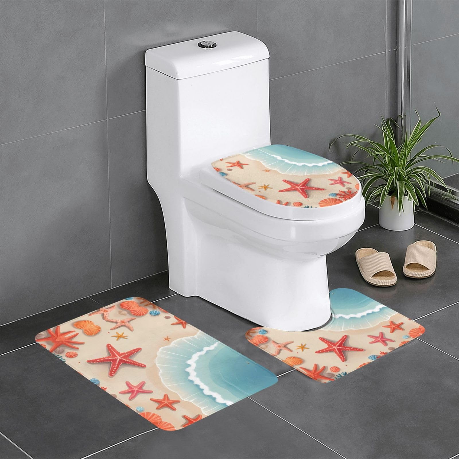 Tapis de salle de bain anti-glisse étoiles de mer pour sécuriser les sols humides