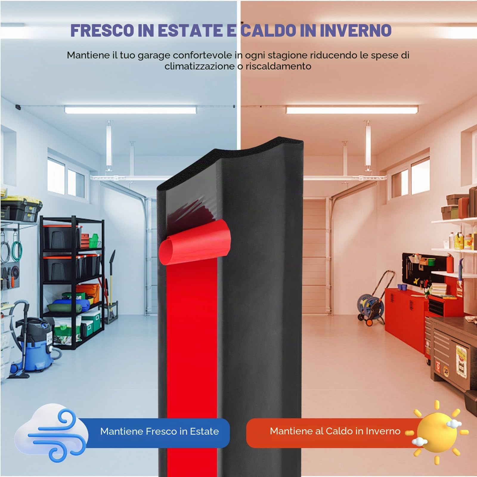 Guarnizione porta garage adesiva universale 3m Gomma espansa con chiodi