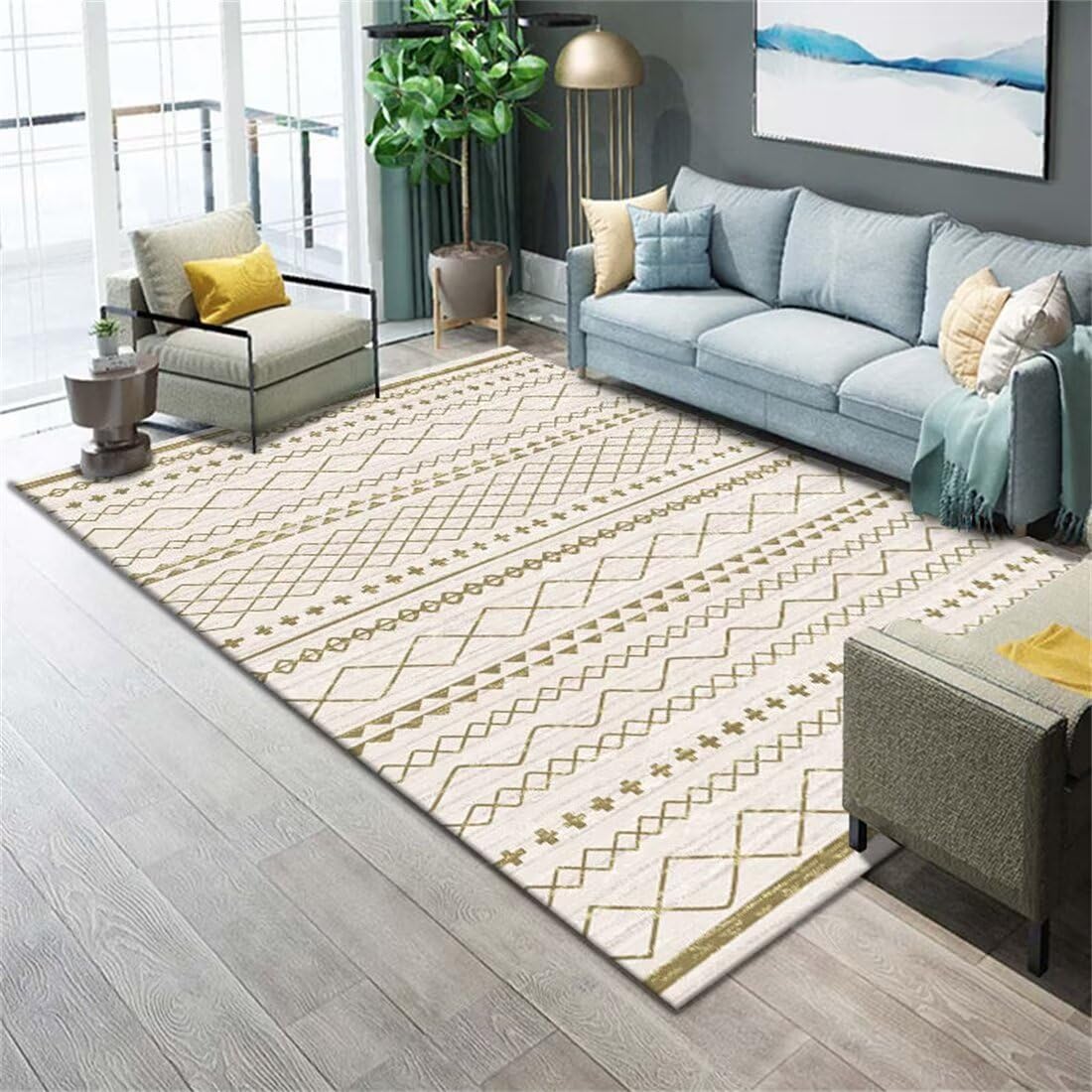 Tapis ados 200X300CM et moquette extérieure grise et jaune pour décoration de chambre moderne