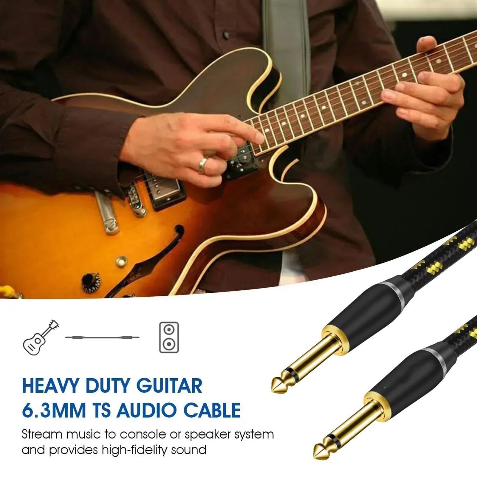 TSTS Cavo Strumento per Chitarra Cavo Per Chitarra Cavo Amplificatore Da 6,5 ​​mm Cavo Da 1/4 Di Pollice A 1/4 Di Pollice Per Basso Tastiera Mixer Amplificatore Altoparlante E Altro(TS,5m)