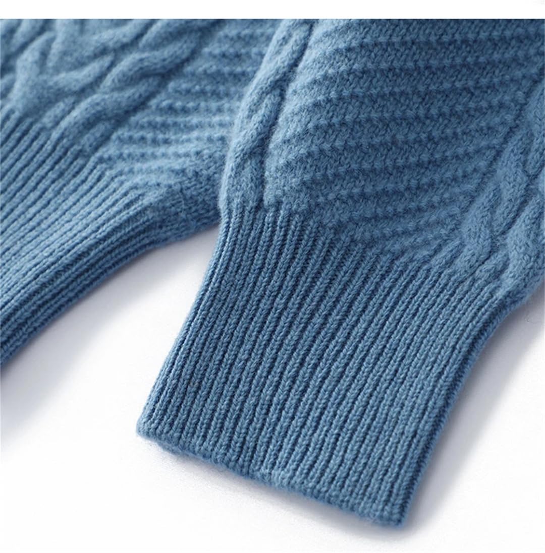Męski sweter zimowy, pogrubiony, 100% wełna merynosowa, okrągły dekolt, kaszmirowy sweter.