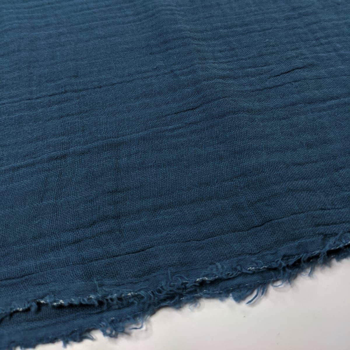 Discover Lifestyle & Fashion Fabrics Denim Double Gauze 100% Cotton Plain Fabric Dress Making Lightweight Muslin Baby Swaddle Blankets Scarves Summer Clothing | 53" - 135 Cm Wide | Per Metre (Denim)
