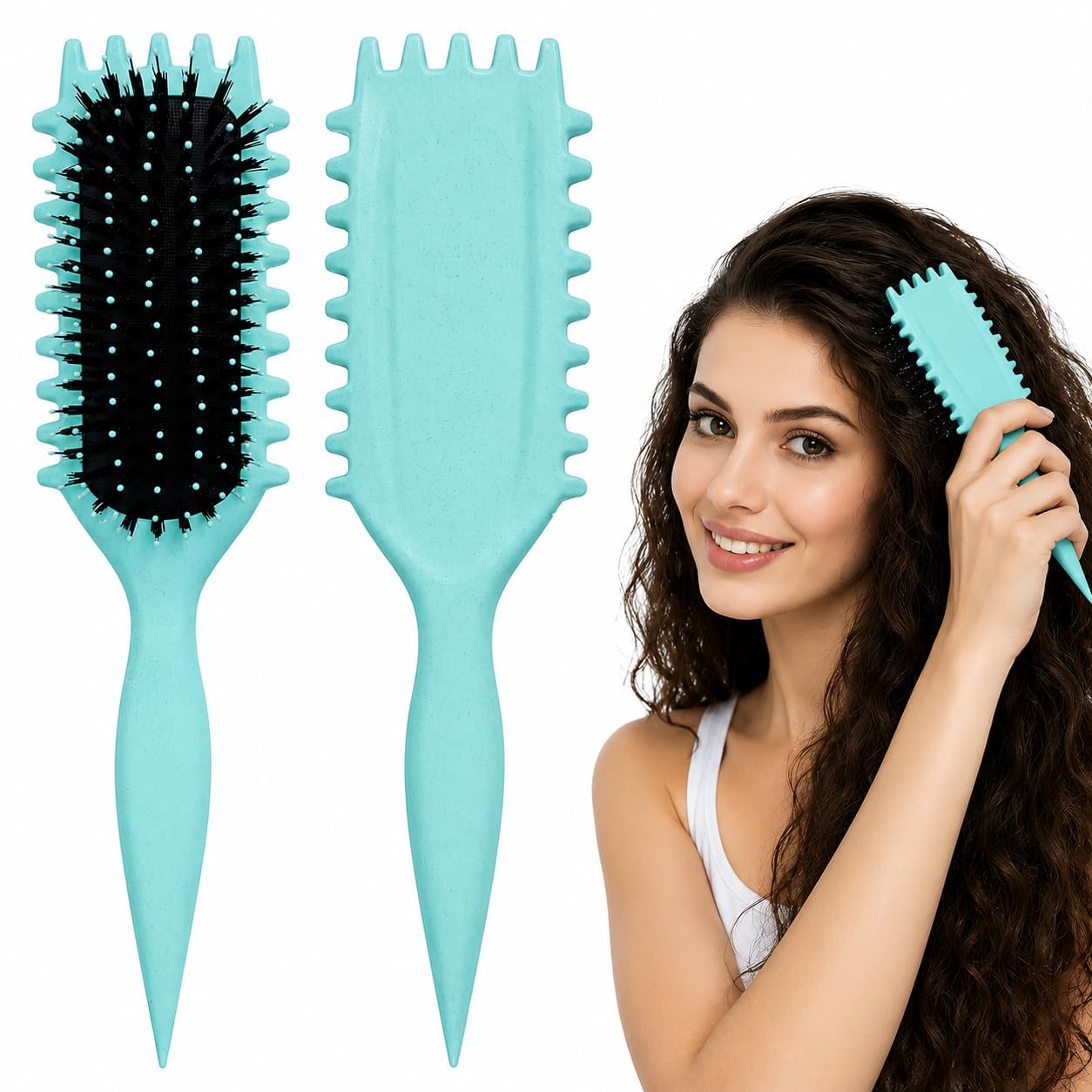 OneXE Curl Defining Hair Brush for Curly, Wavy and Straight Hair, Anti-Frizz Technology, Flexible Detangling Bristles, Wet & Dry, Reduces Hair damage Hair Styling & Scalp Care Tool for All Hair Types-image-30
