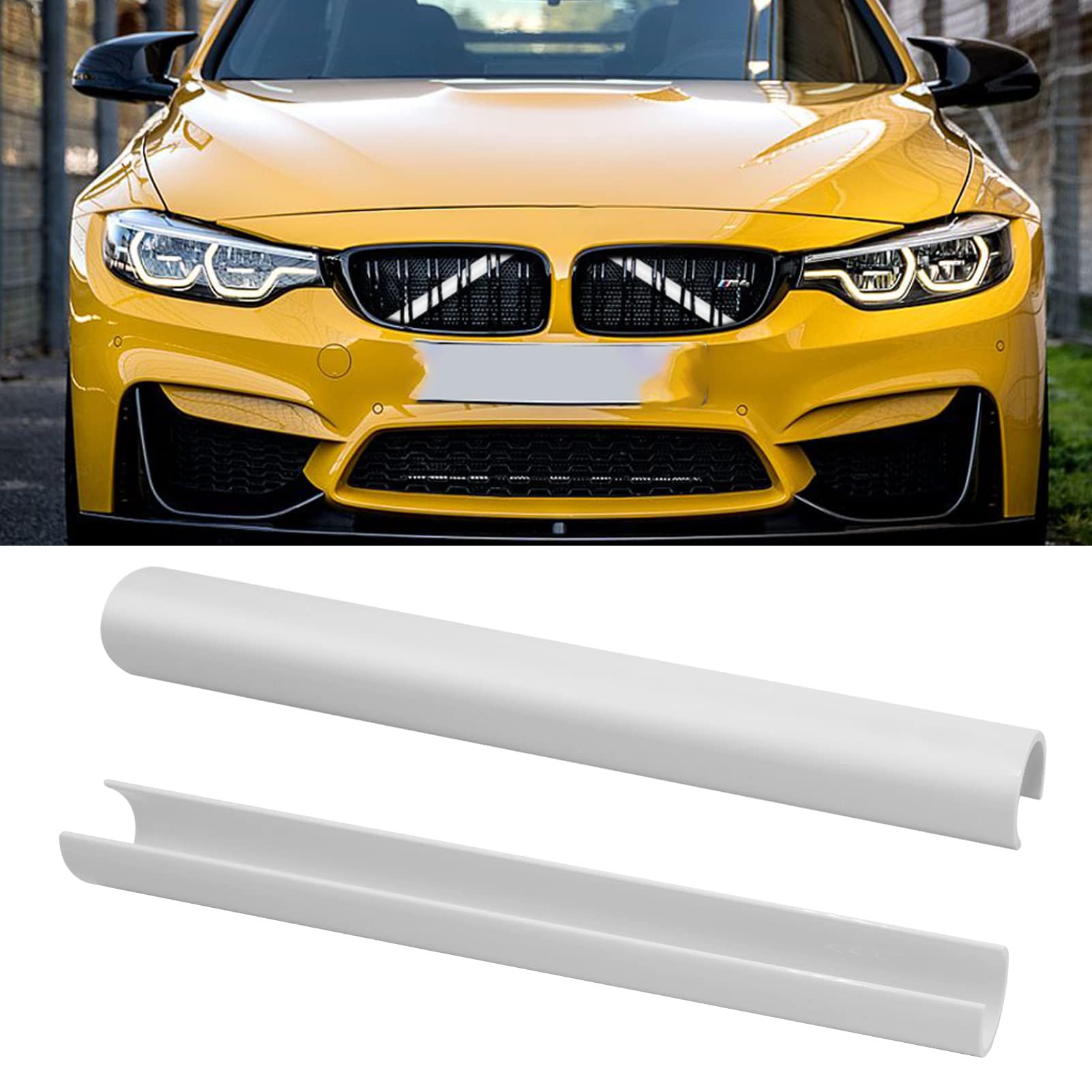 ONEMAJI 2 Pcs Car Front Grille Decoration Strip for BMW M3 Touring (G81), V Brace Cover Front Grille Insert Radiator Grille Brace Tube Front Trim,White