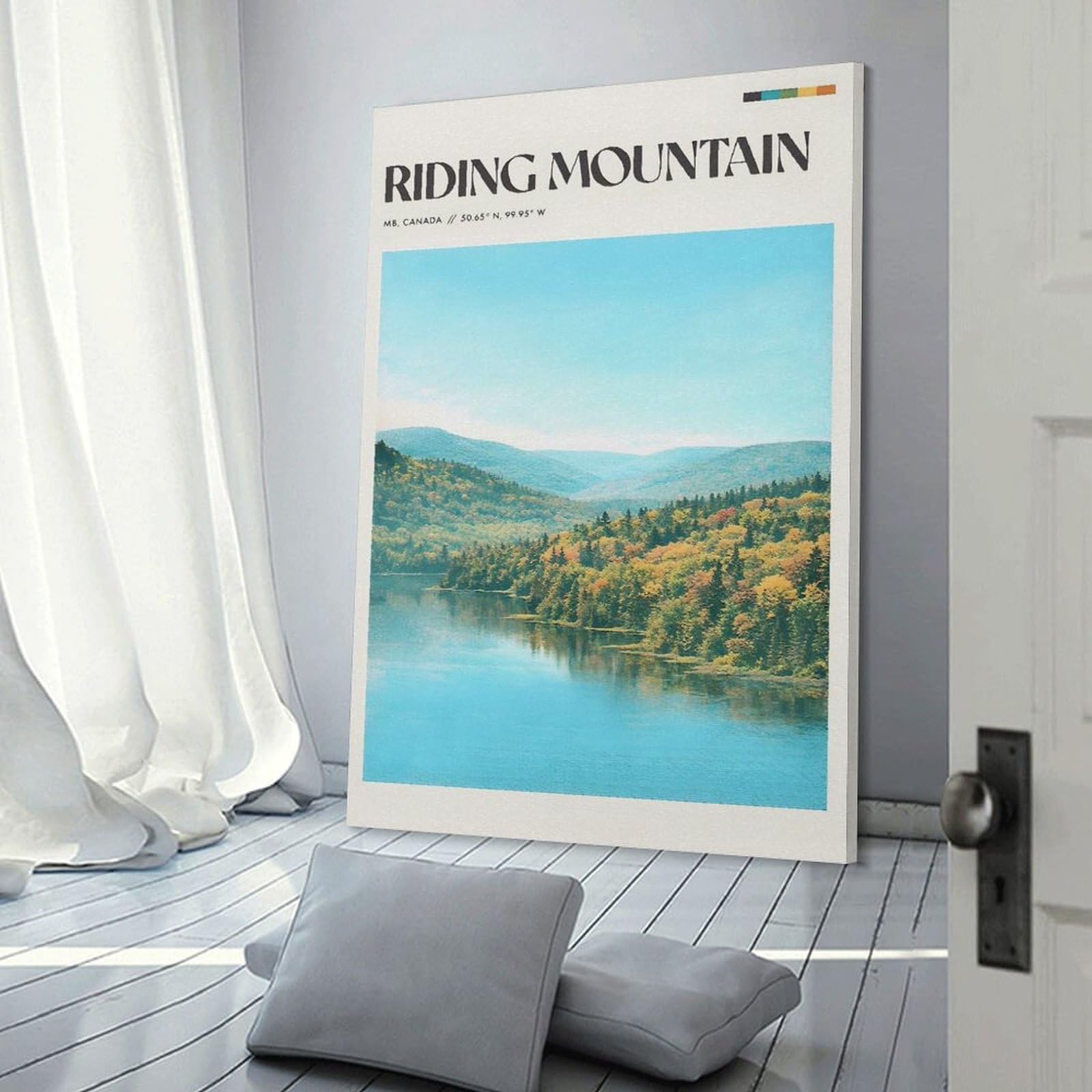 Junmoney Canvas Wall Picture Riding Mountain National Park, 12x18inch(30x45cm), for Bedroom Decor, Cosy Corners Or Studios, A Warm Accent for Relaxed Interiors