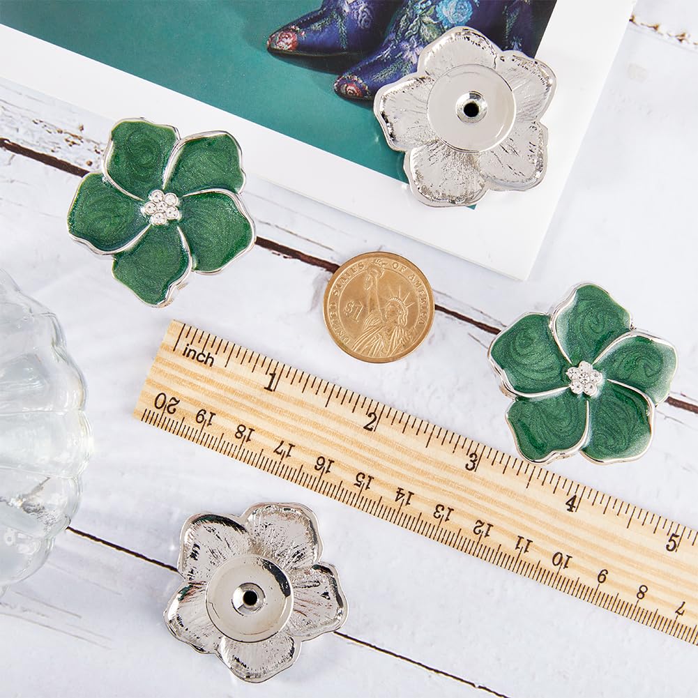 GORGECRAFT 4Pcs Flower Shape Drawer Knobs Floral Drawer Pulls Green Flower Drawer Pull Handle with Carbon Steel Screws Cabinet Dresser Door Pulls for Kitchen Furniture Cabinet Wardrobe Decorate Handle - Image 3