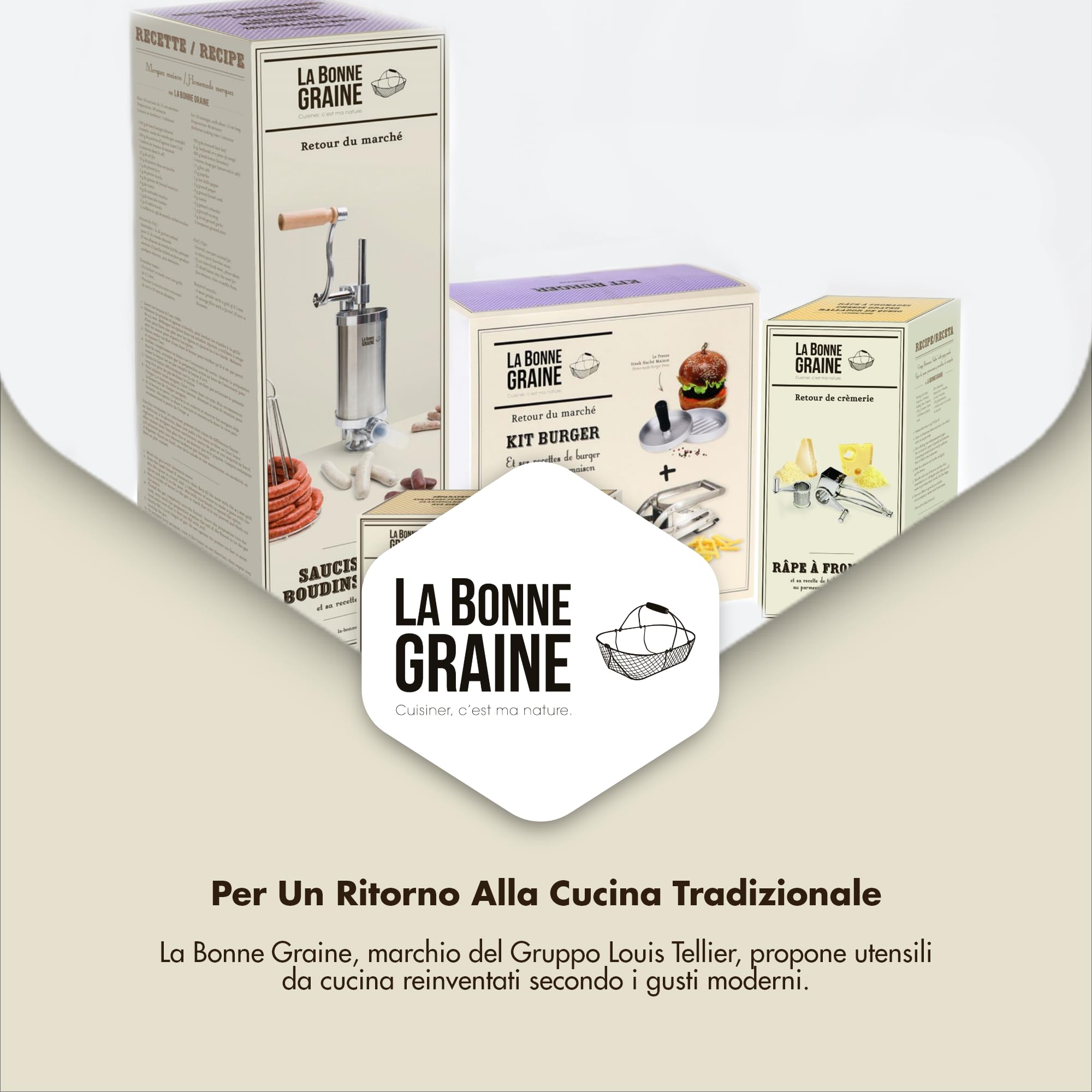 La Bonne Graine - Moulin Passa-Verdure Ø 24 cm in Acciaio Inox – 3 Griglie Intercambiabili – Passapuré, Soupe, Purè
