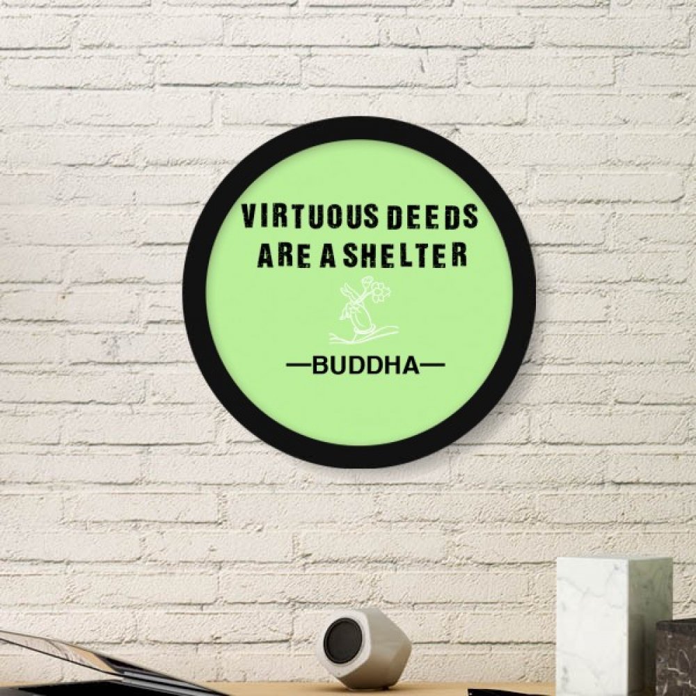 Cadre photo Bouddha en bois rond noir 29cm pour décoration murale zen