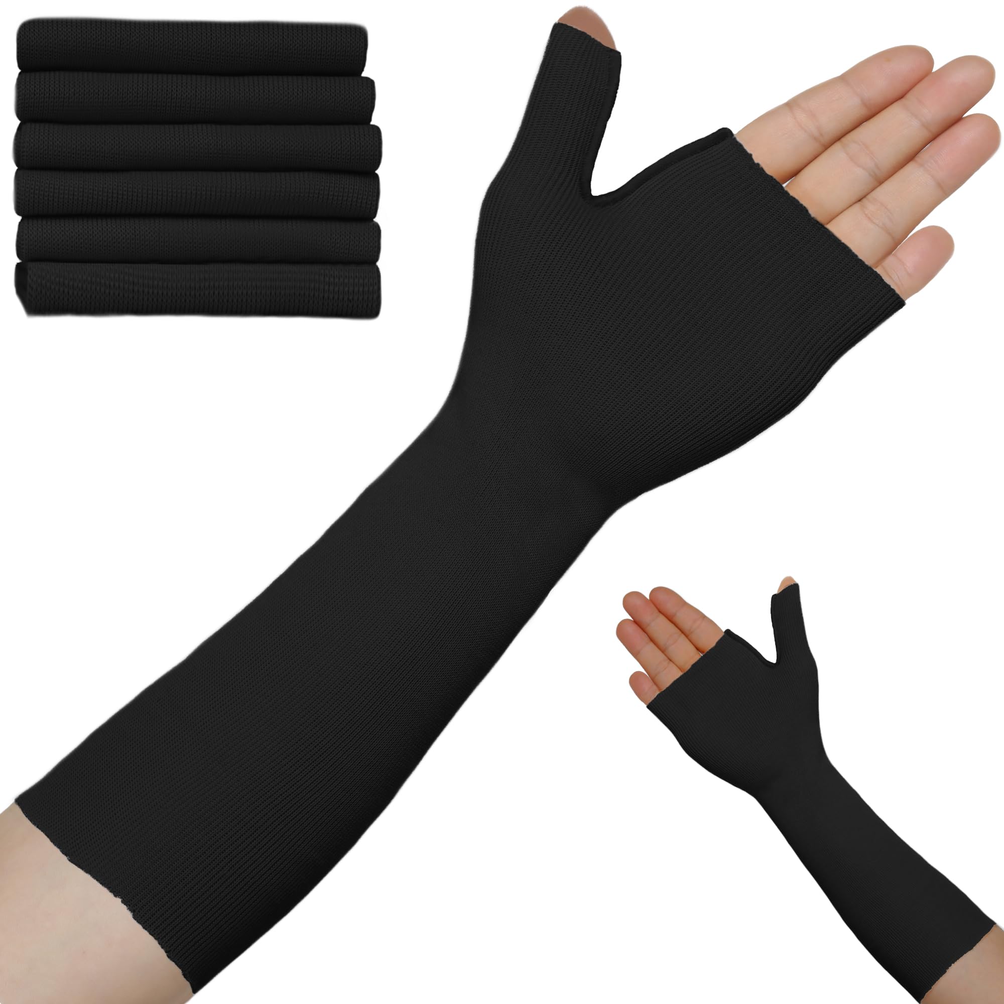 KONSEDIK Hand Socks for Splint Pack of 6 Thin Stockinette Tubing for Arm Wrist Brace with Thumb Spica