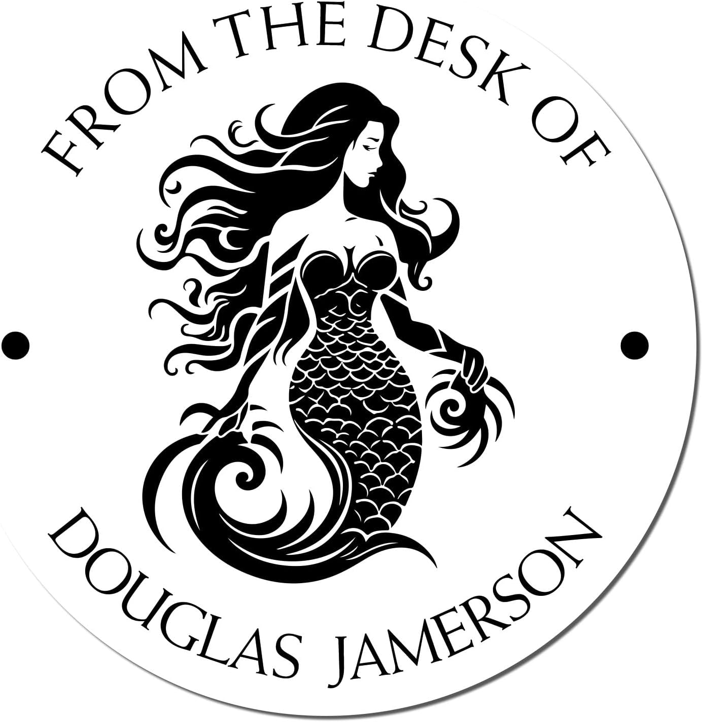 Custom Ex Libris Stamper Personalized Book Stamp - Mythical Mermaid Pre-Inked Library Stamp for Kids Books - Pre-Inked Book Name Plate Stamper for School Supplies - Nerissa Pearlshine 1-5/8"