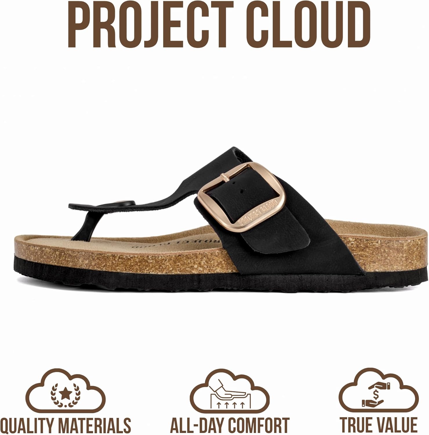 Project Cloud 100% Genuine Leather Thong Sandals Women Footwear - Memory Foam Insole Womens Sandals - Non-Slip Womens Flip Flops - Lightweight Sandals for Women 2026