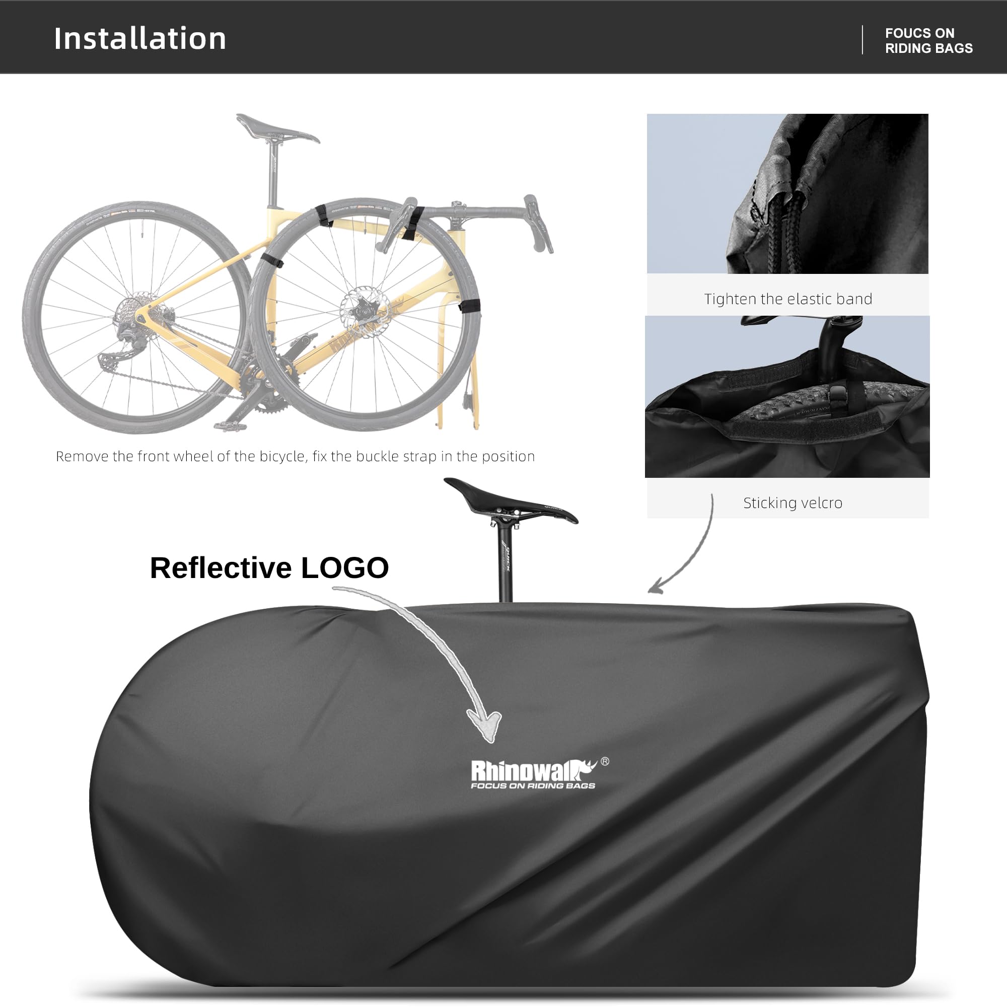 ENJOHOS Sac de Transport Vélo Housse Velo Transport pour 27,5 Pouces VTT/700C Housse de Velo Pliant Sac Grand Pliant Porte-Vélo pour Voyager en Train Avion, Noir