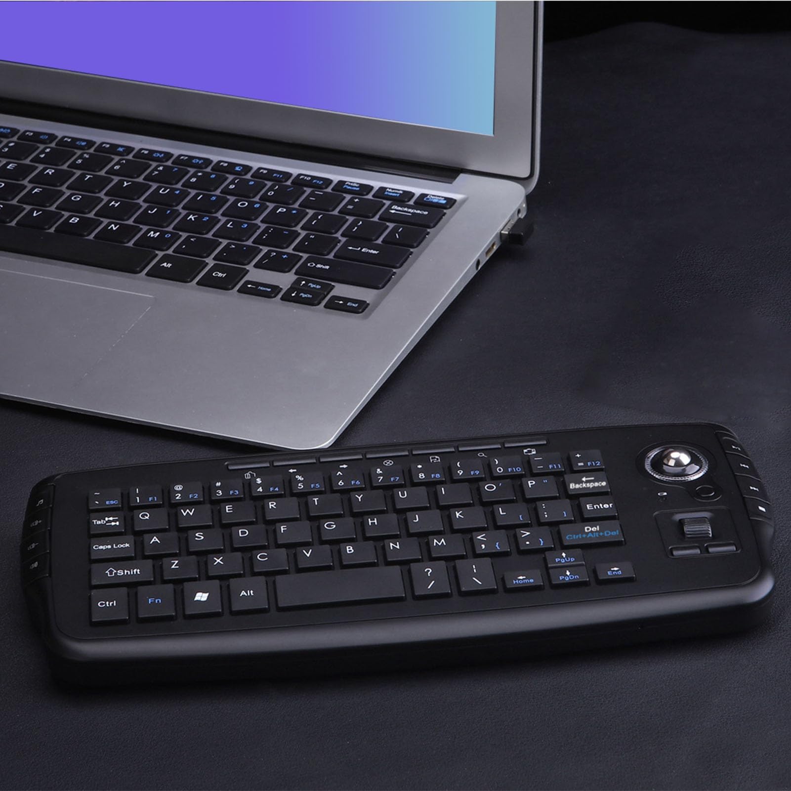 Luocute Bezprzewodowa Klawiatura Trackballowa, Przenośna 2.4G (BLACK)
