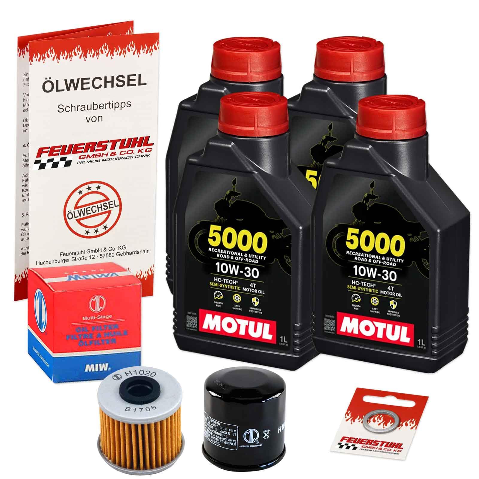 Öl & Ölfilter für Honda NC 750 X DCT, 2014-2015 (RC72), Ölwechsel Set 10W-30 Motoröl + MiW Filter + Dichtring(e)