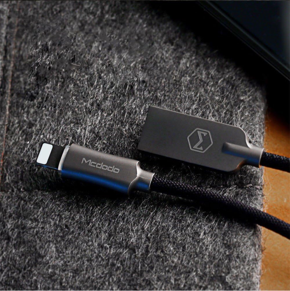 Smart LED 6FT/1.8M Auto Disconnect nylon Braided Sync Charge USB Data Cable Compatible Phone 13Max/13/12/11/ Pad Pro/Air 2/Pad mini/Pod (6FT Black)