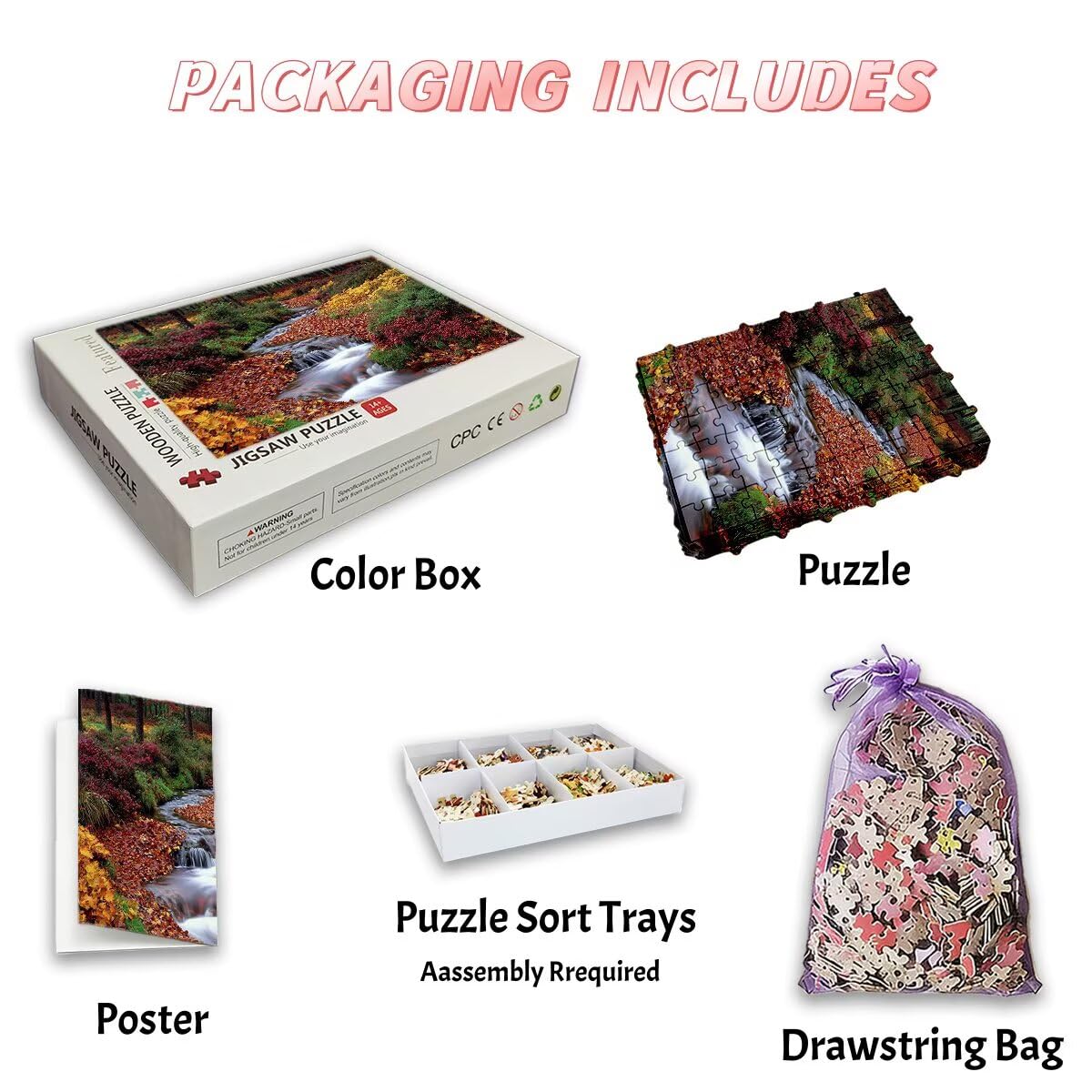 Puzzle 3000 Pezzi Autunno, Puzzle Foglia per Adulti, Puzzles in Legno Intrattenimento Creativo, Divertimento, Puzzles Educativi Classici con Confezione di Alta Qualità Idea Regalo Donna Decor -3768