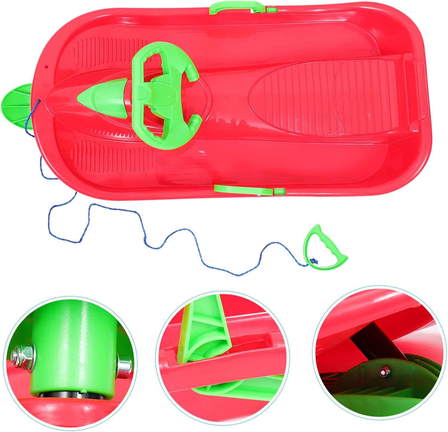 GANAZONO 1pc Thickened Outdoor Sled with Steering Wheel Brakes for Grass and Play Design for Boys and Girls and Adults Coordination and Safety