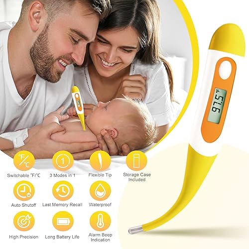 Miniatura 2 de EasyHome Termómetro oral digital para adultos con fiebre rectal, axilas y boca, preciso y rápido, termómetro de temperatura médica corporal para