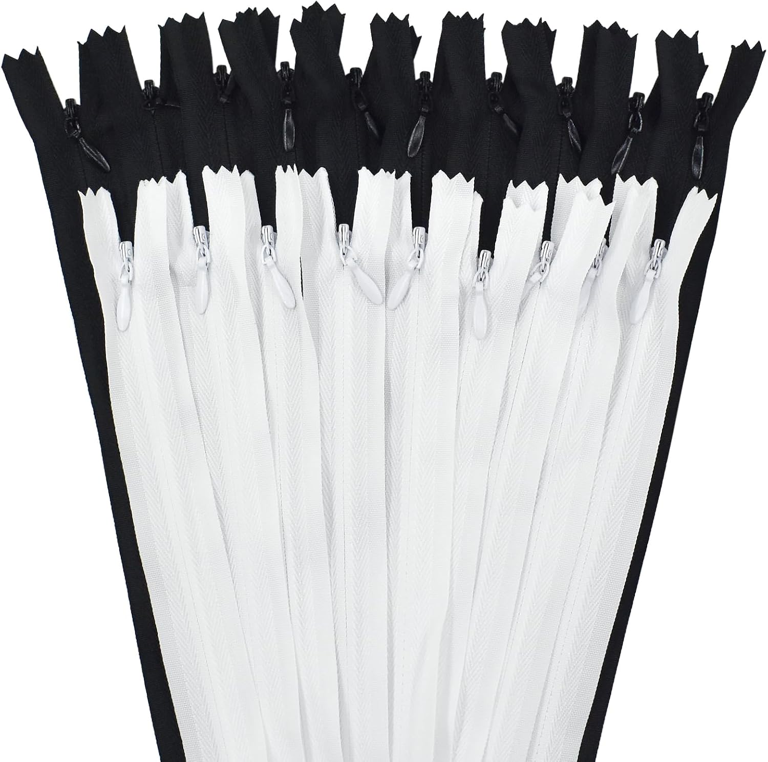 40pcs 21.5 Inch Nylon Invisible Zippers, Bulk Zippers Supplies for Tailor Sewing Crafts Clothes Sewing DIY Crafter's Special (Black&White)