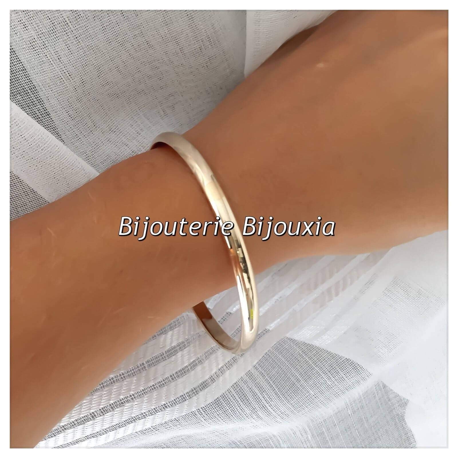 Bracciale a cerchio spesso, 5 x 66 mm, placcato oro 18 carati, 750/1000