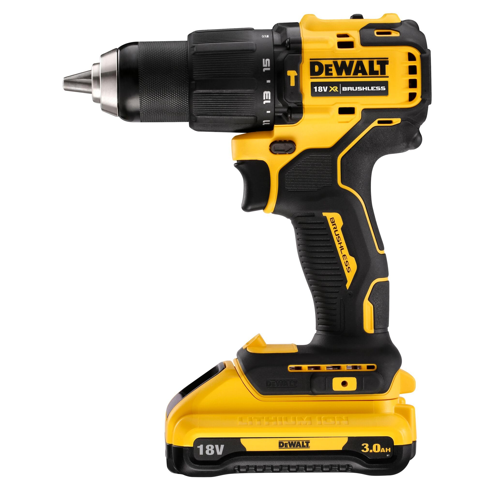 DEWALT DCD709L2T-QW - Trapano Avvitatore Compatto 2 Velocità con percussione 18V motore BRUSHLESS. DOTAZIONE: 2 batterie XR Litio da 3.0Ah, caricabatterie, gancio per cintura, valigetta TSTAK.