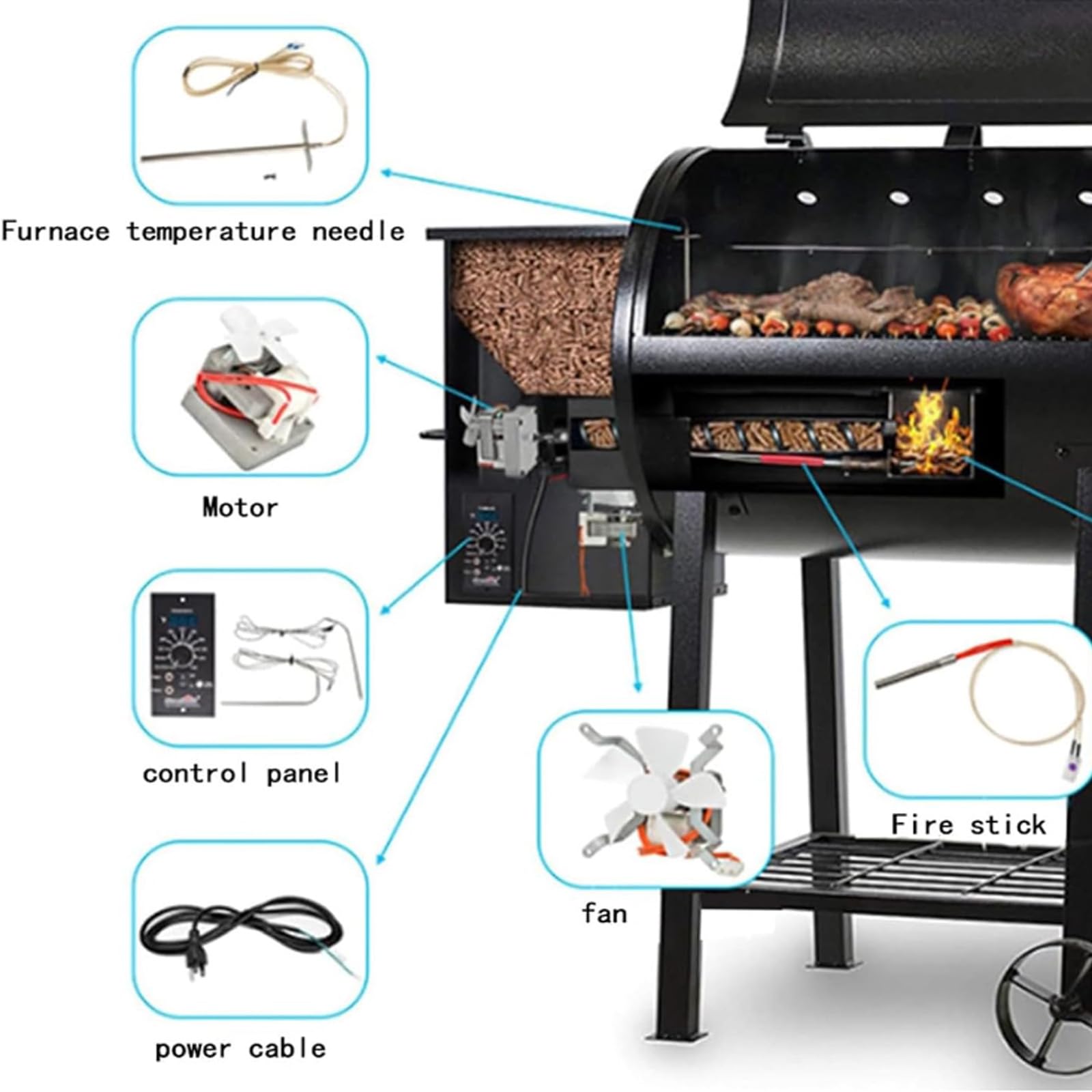 Zestaw montażowy zbiornika wędzarniczego na pellet, elektryczny grill wędzarniczy na pellet drzewny, dla rodzin