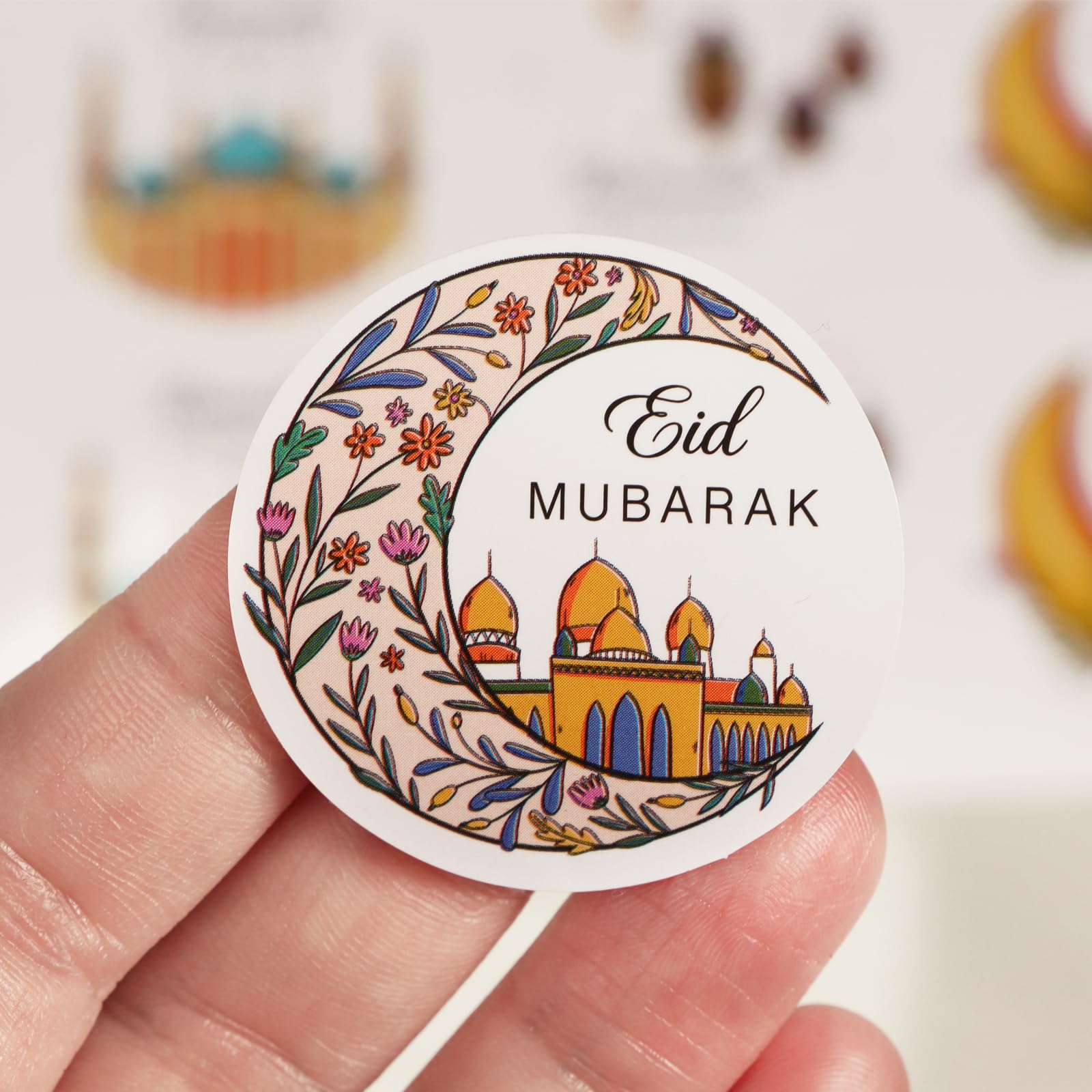 351 Stück Eid Mubarak Aufkleber – Ramadan & Eid Motive, 5,1x5,1 Cm, Wasserabweisend | Für Kinder, Deko & Party