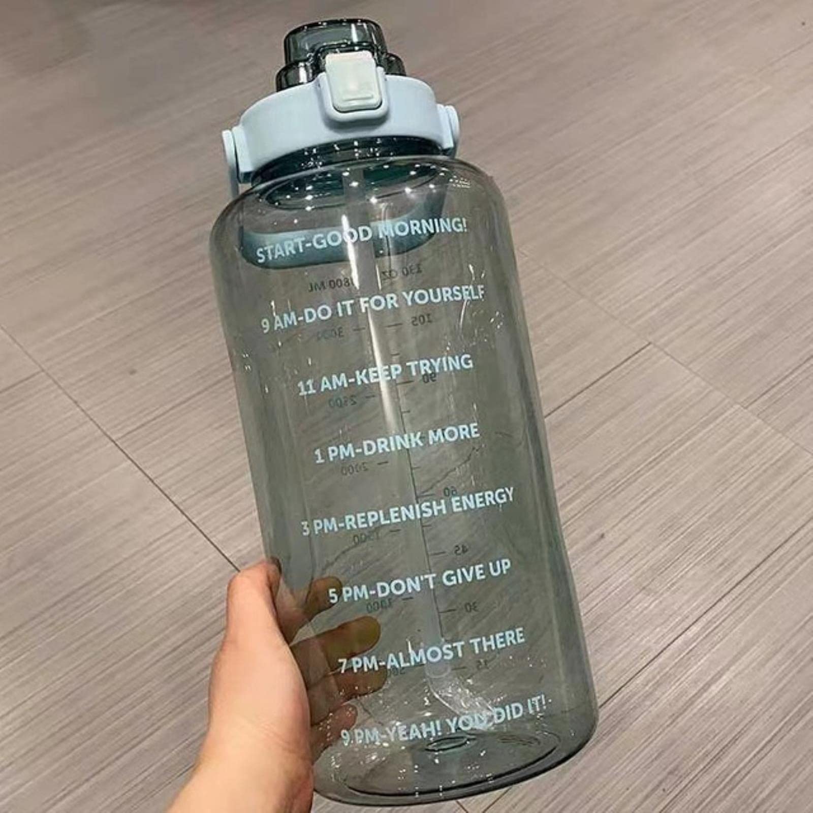 Sport-Trinkflasche mit großem Fassungsvermögen, mit DIY-Aufklebern, für Fitness, Fahrrad, Sommer, Eis, Kalt, mit Zeitmarkierung