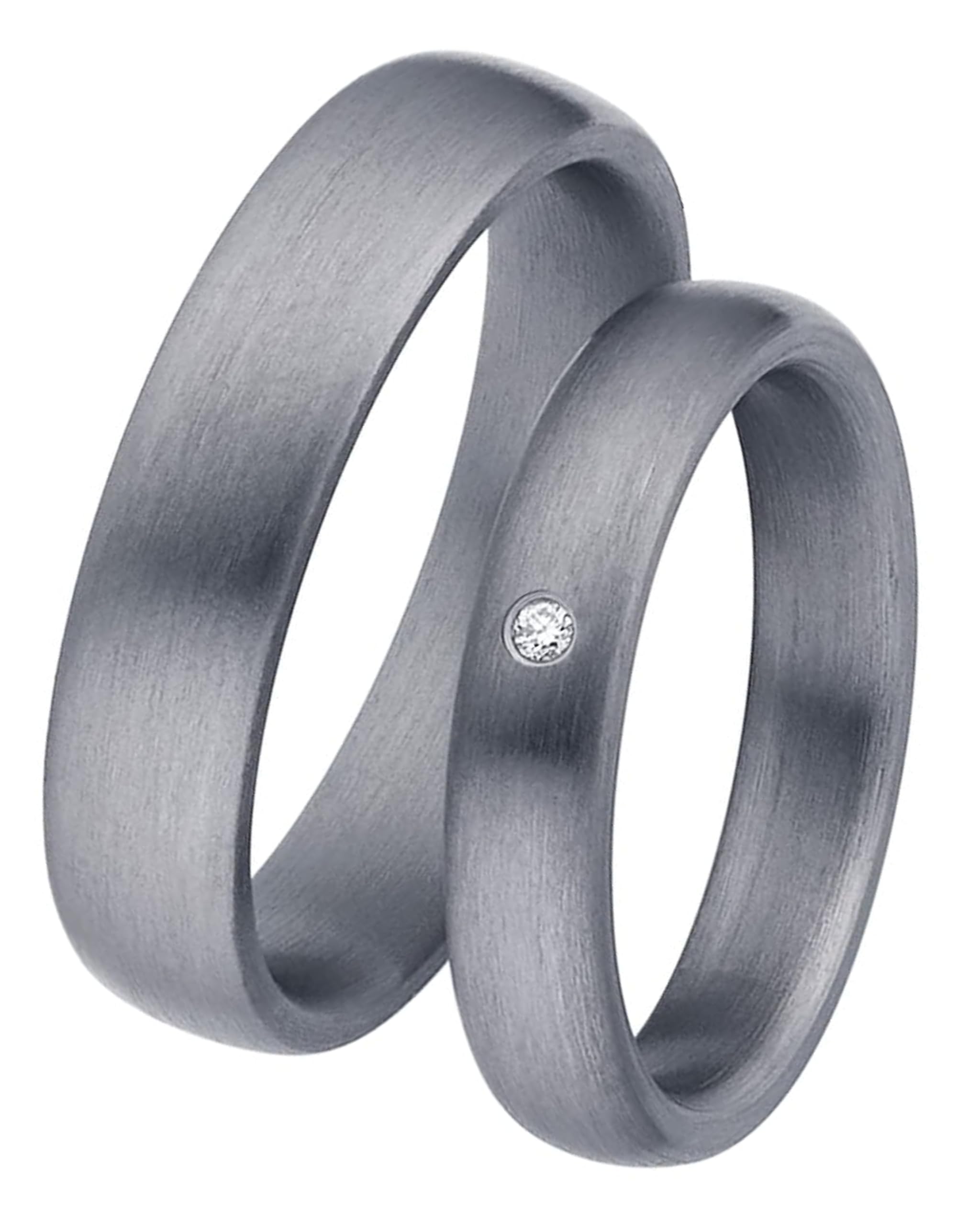 123traumringe Eheringe in Tantal I Edle Partnerringe mit Brillant & Etui I Gravierbare Eheringe mit Ringgröße 50-70mm I Damenring in 4mm Breite + Herrenring in 5mm Breite & 1,9mm Stärke I P33/P41