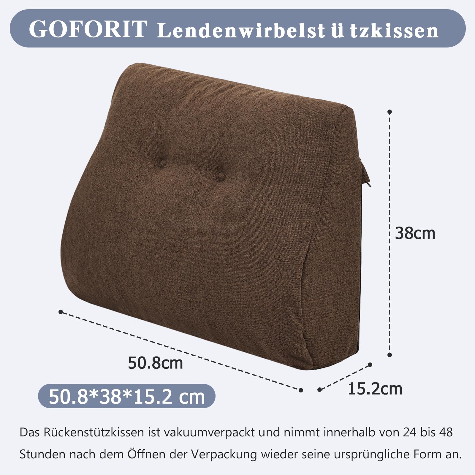 GOFORIT Ergonomisches Rückenkissen für Sofa & Sessel - Zweilagiges Memory-Schaum Lendenkissen mit festem Halt - Formstabiles Lendenwirbelkissen für langes Sitzen, Waschbarer Bezug, für Bett & Couch