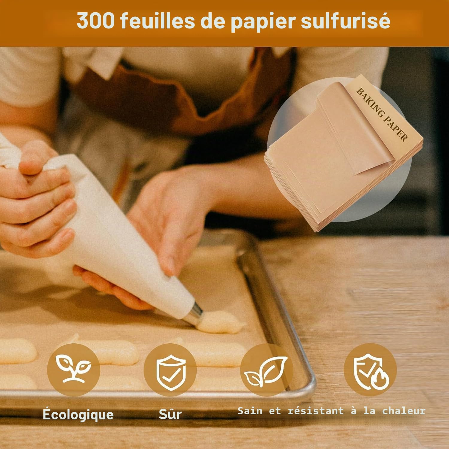 O2frepak Lot de 300 feuilles de papier sulfurisé prédécoupées antiadhésives 30x40cm,papier sulfurisé résistant à l'huile et imperméable,convient pour la cuisson des aliments,la cuisson,les grillades